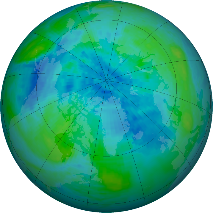 Arctic ozone map for 31 August 1993